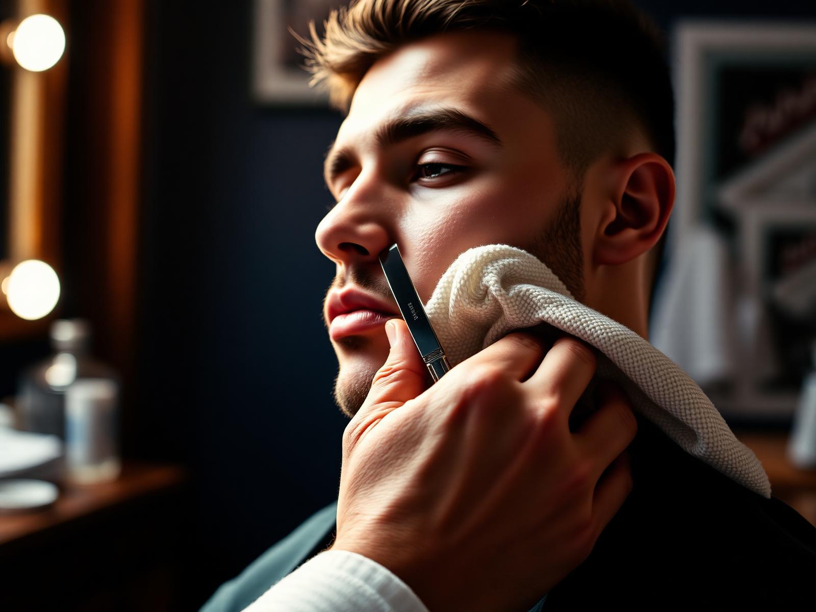 Hot-towel straight-razor shave at the barber chair